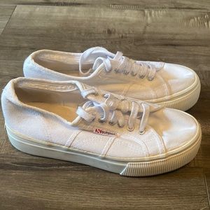 Superga 2790 platform sneaker in white canvas
